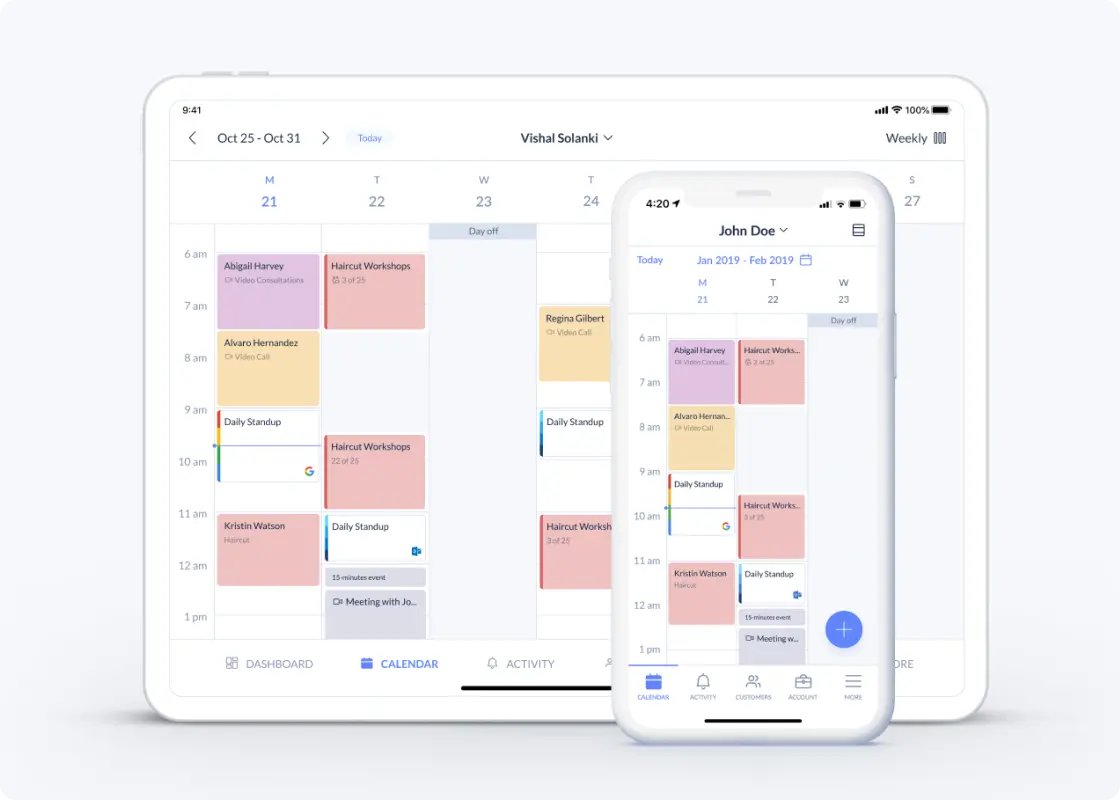 calendar page on multiple devices