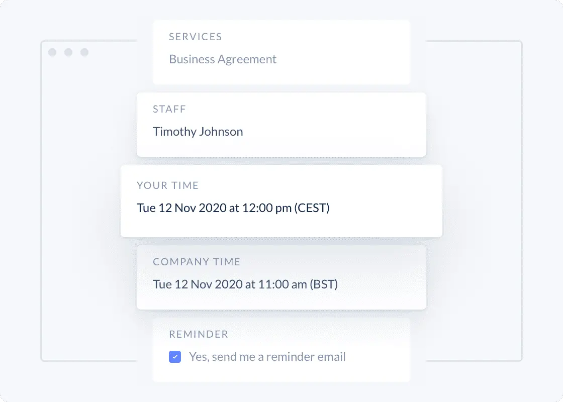 uma série de notificações setmore