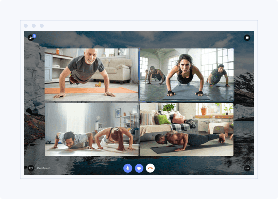 Clase virtual de fitness en Teletransporte