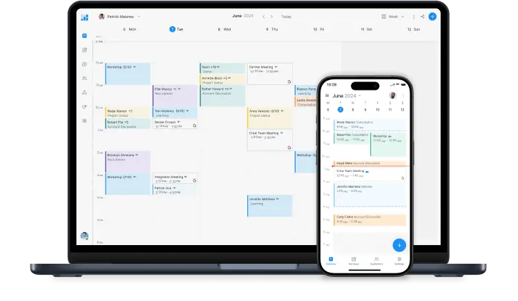 Setmore booking page in desktop and mobile