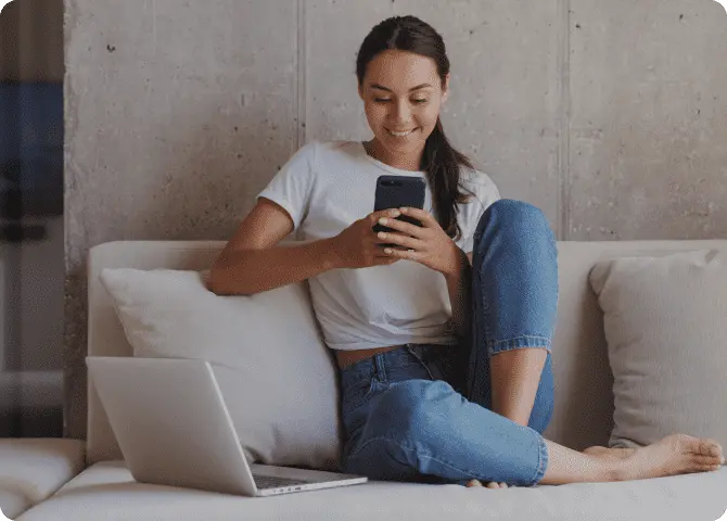 A lady checking her phone