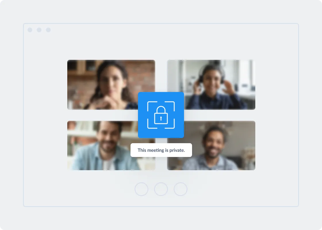 team using private virtual meeting