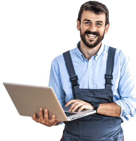 homme souriant et heureux de synchroniser le calendrier avec setmore