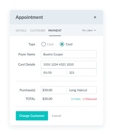 setmore card payment page