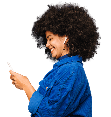 happy client using booking page mobile