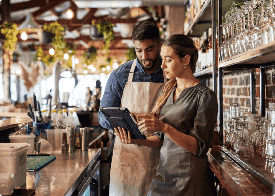 estaurant manager checking bookings