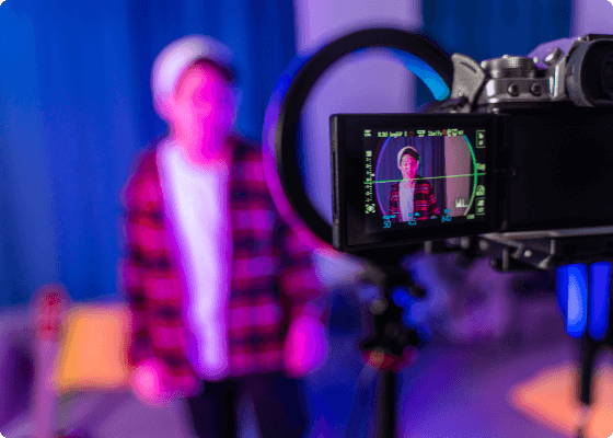 man posing in camera screen