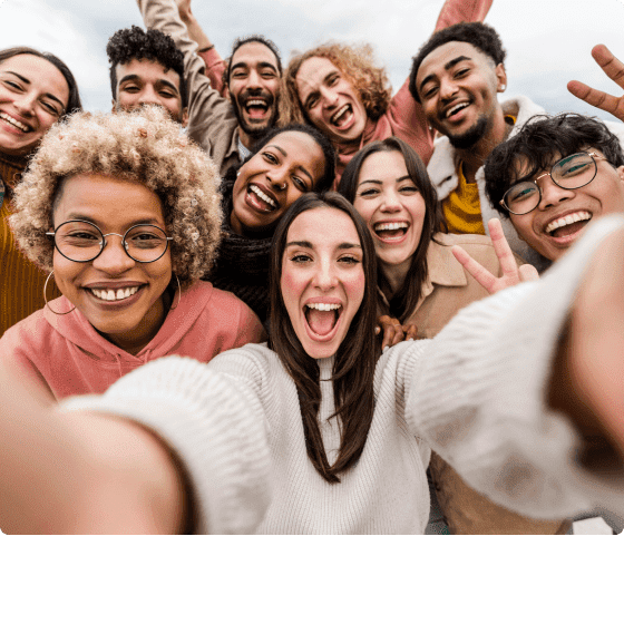 teeth showing group selfie