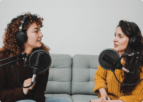 two influencers recording podcast