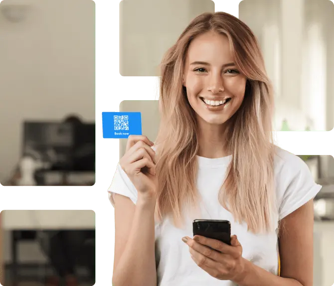 lächelndes Mädchen QR-Code für Termin