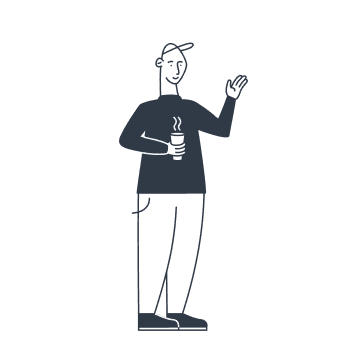 drawing of man holding coffee
