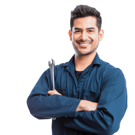 a mechanic holding a spanner