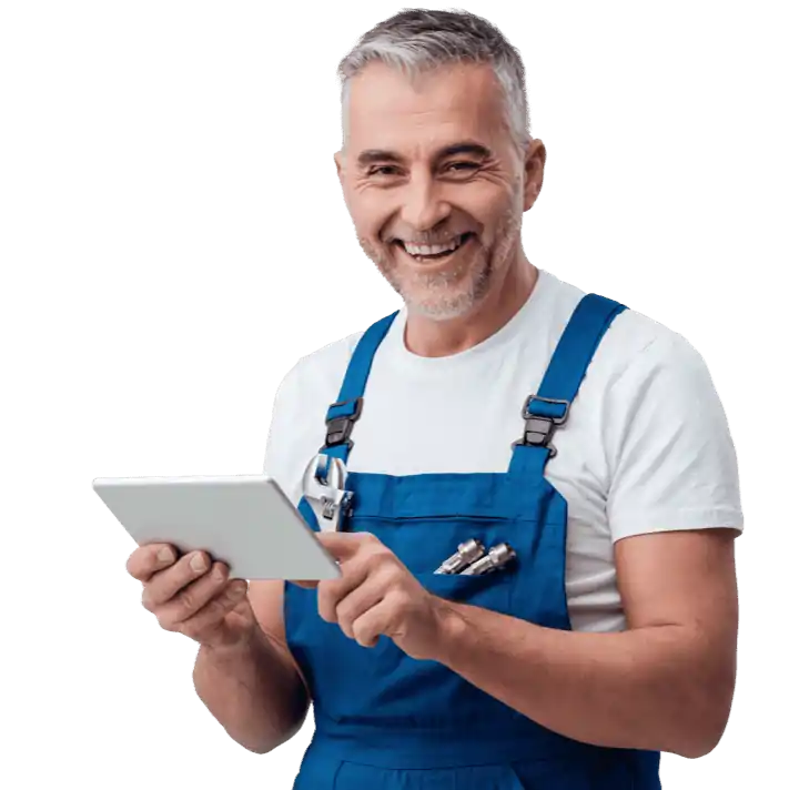 Meccanico che controlla più appuntamenti su iPad