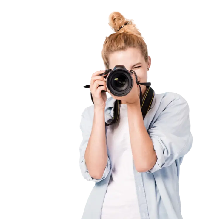 A lady with camera photography professional