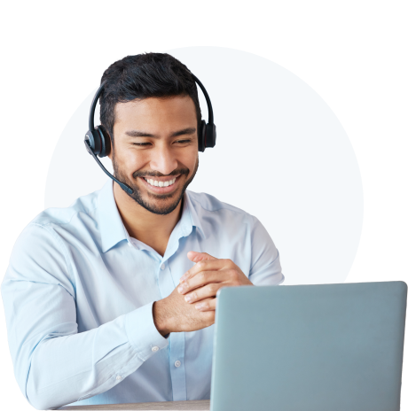 young man having call with plumber