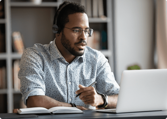 man working on a laptop