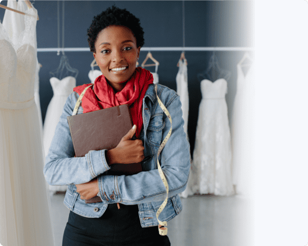 Lady using setmore to book wedding appointments