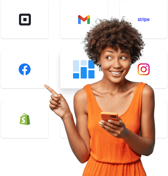 ícones de redes sociais com app setmore num telemóvel