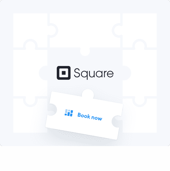 Puzzle piece with book now text with Square space