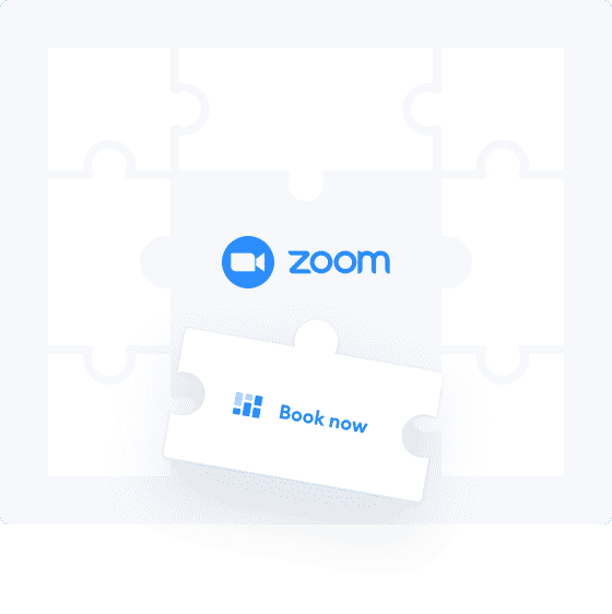 Book now puzzle piece on a space for Zoom