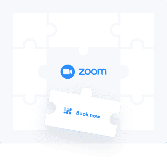 Bouton Réserver en forme de pièce de puzzle sur un espace pour Zoom