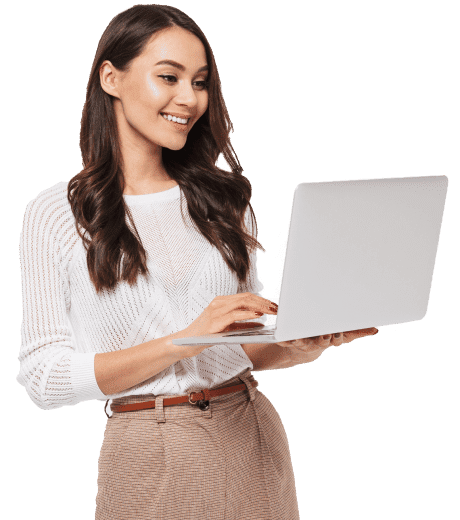 women working on her laptop