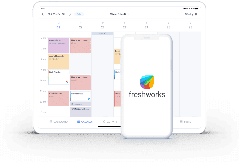 página de calendario de Setmore Freshworks