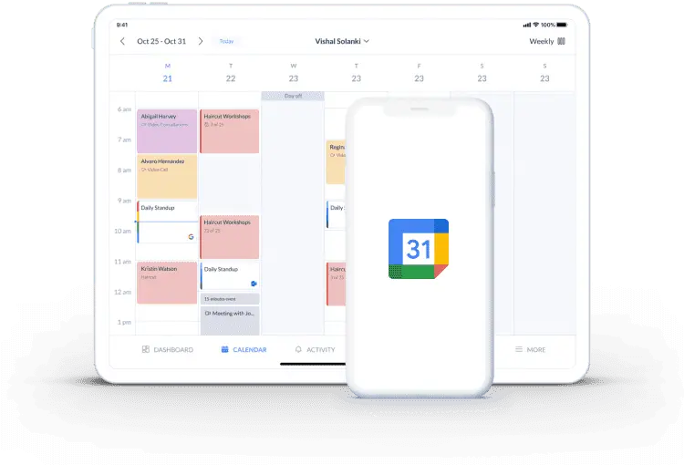 Setmore-Seitenintegration für Google-Kalender