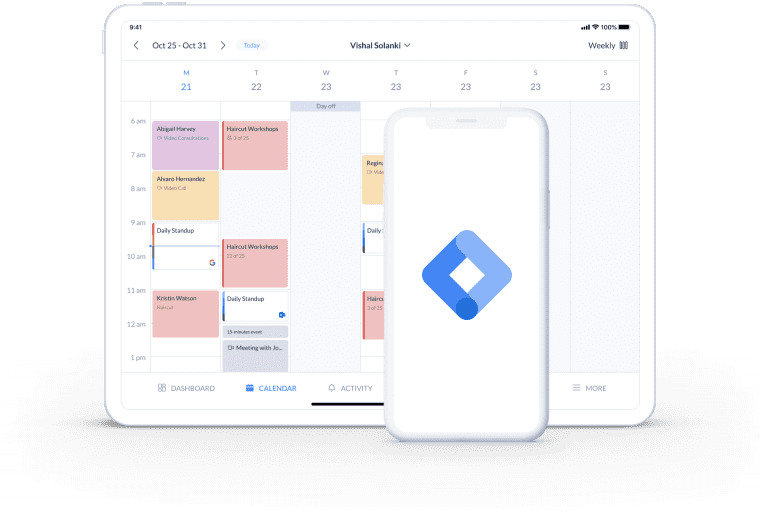 google tag manager logo and calendar page desktop