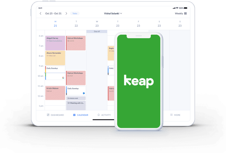 intégration de la page de calendrier setmore keap