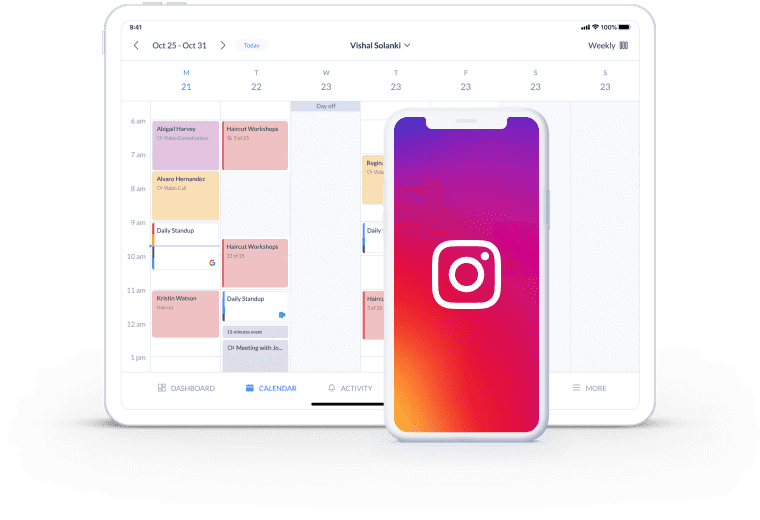 setmore booking page integration with instagram