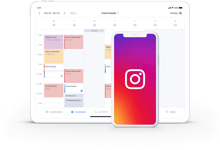 instagram feed on booking page with setmore