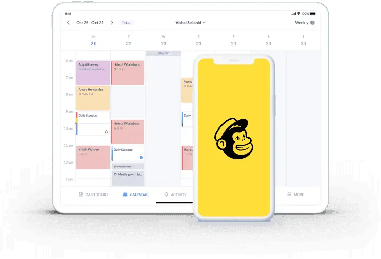 page de calendrier sur liste d'e-mails de mailchimp