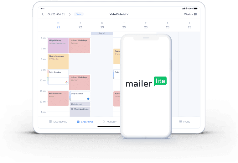 definir mais página de calendário de mailerlite