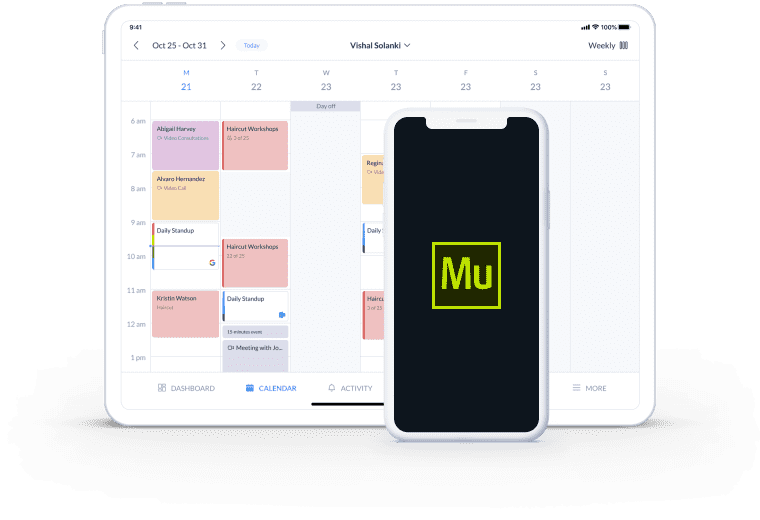 muse integration with setmore calendar page