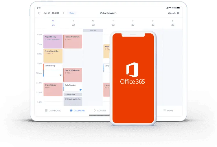 intégration de la page de réservation setmore avec office 365