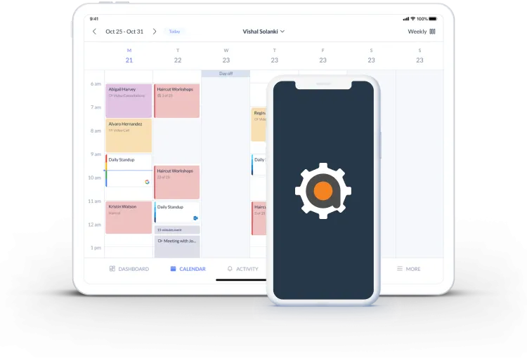 serviceminder setmore página de calendário
