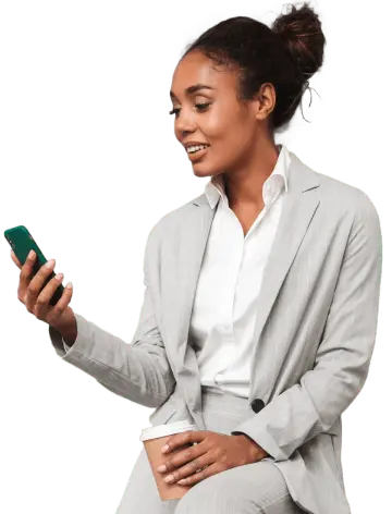 women sending message to customer