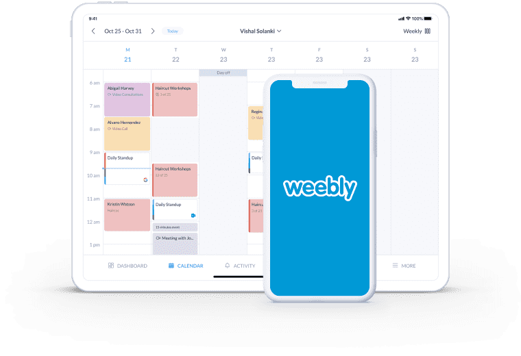setmore booking page integration with weebly