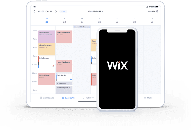 marque os seus compromissos com o calendário wix