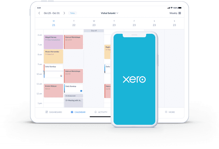 Kalenderseite Setmore-Integration mit Xero