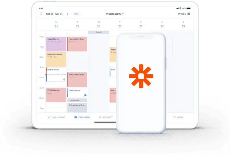 page de calendrier intégration setmore zapier