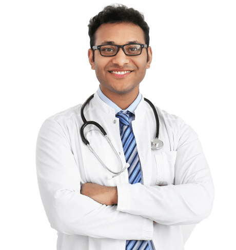 smiling doctor with arms crossed
