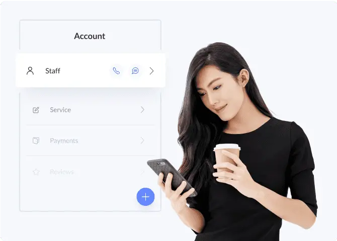 mulher a usar a setmore em ios e android