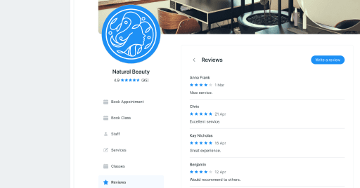 customer reviews on your booking page
